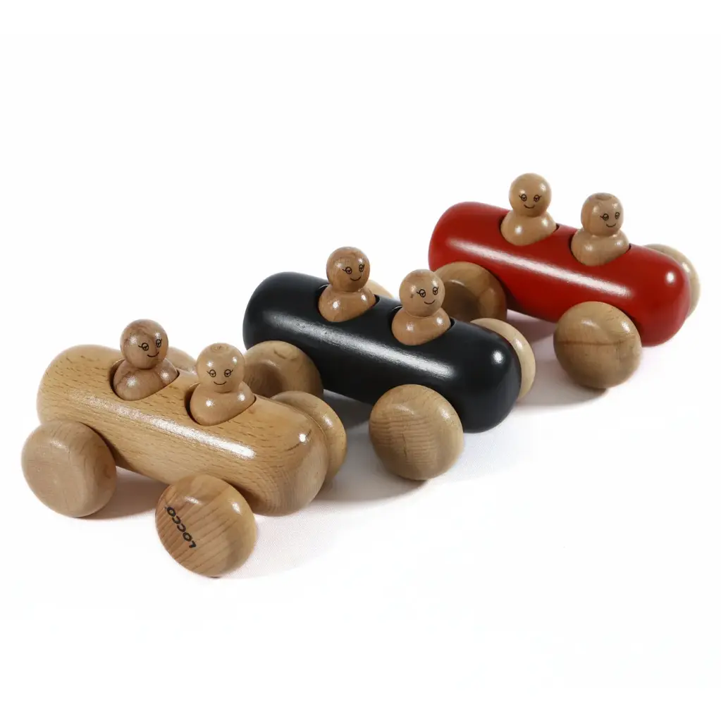 Wooden Sausage Car with Two Peg Dolls – Montessori Toy for Toddlers (Ages 3+)