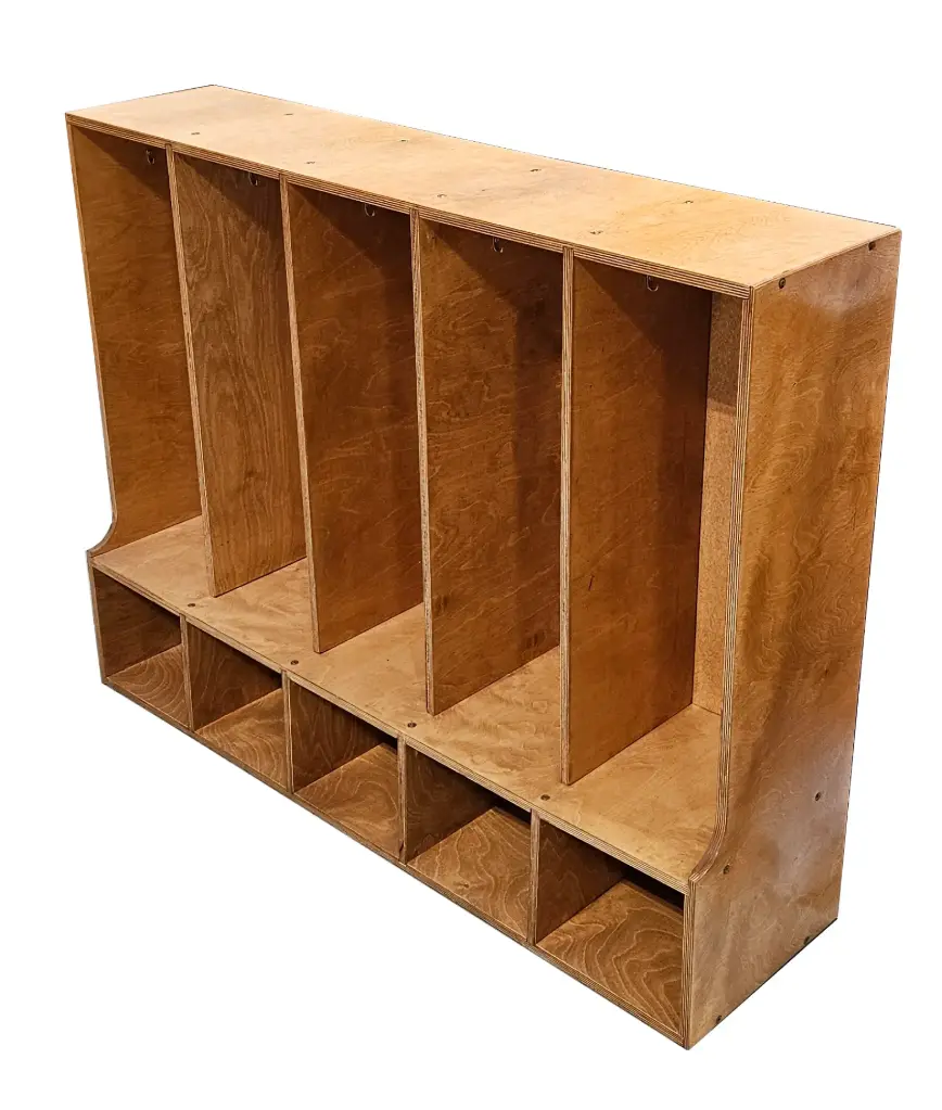 5-Section Classroom Coat Locker with Bench, Cubbies and 10 Hooks - 36 x 13 x 45 in