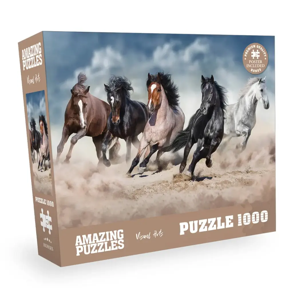 Wild Horses - 1000 Piece Jigsaw Puzzle for Kids and Adults 19x27in