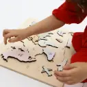 World Map Montessori-Style Wooden World Puzzle for Kids (Ages 3+) – Non-Toxic Educational Map of Continents & Oceans