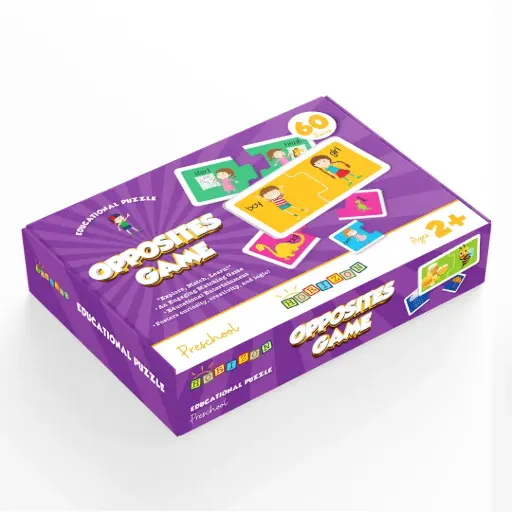 [H-Opposites] Educational Puzzle Opposites Game for Children Ages 2+, 60 Game Cards with 30 Opposite Concepts by Horizon Education