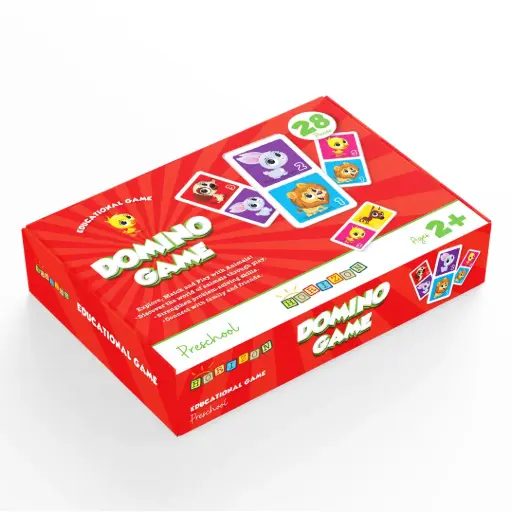 [H-Domino] Educational Puzzle Domino Game for Children Ages 2+: Animal World Adventure for Family Fun, 28 Cards by Horizon Education