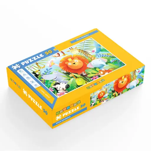[H-WildAnimals50] Puzzle 50 Wild Animals Attention and Skill Abilities Puzzle for Children Ages 3-6 by Horizon Education