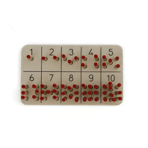 [HETYNSET] Montessori Wooden Counting Toy – Number Learning Set with Red Pegs & Bag | Educational Preschool Math Game for Toddlers Ages 3+ | Natural Wood, Fine Motor Skill Development