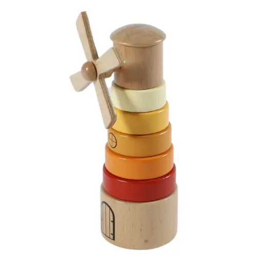 [HETYWMIL] Montessori Hand-Card Wooden Colorful Spinning Windmill for Toddlers (Ages 3+)
