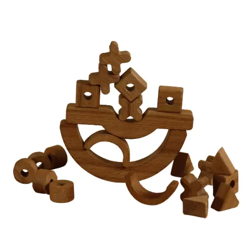 [HETYXOXB] XOX Balance Game – Montessori Wooden Tic Tac Toe Toy – Handmade Natural Beech Wood Educational Game – Motor Skill & Strategy Toy for Kids 3+ – Safe, Eco-Friendly & Non-Toxic