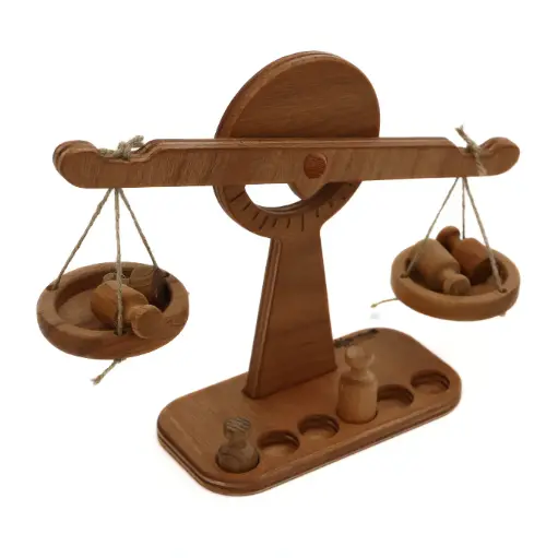 [HETYWSCL] Wooden Balance Scale Toy – Handmade Montessori Learning Toy for Kids – 100% Natural Wood Educational Weight Scale – Develops Logic, Coordination & Problem Solving – Ages 3+