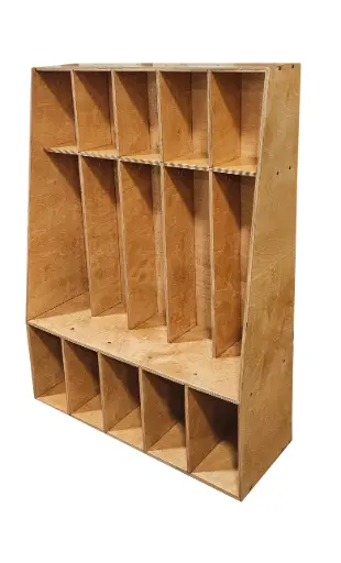 [HE17] 5-Section Classroom Coat Locker with Bench, Cubbies and 10 Hooks - 54 x 13 x 48 in