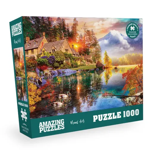 [AP-Houses] Village by the Lake - 1000 Piece Jigsaw Puzzle for Kids and Adults 19x27in